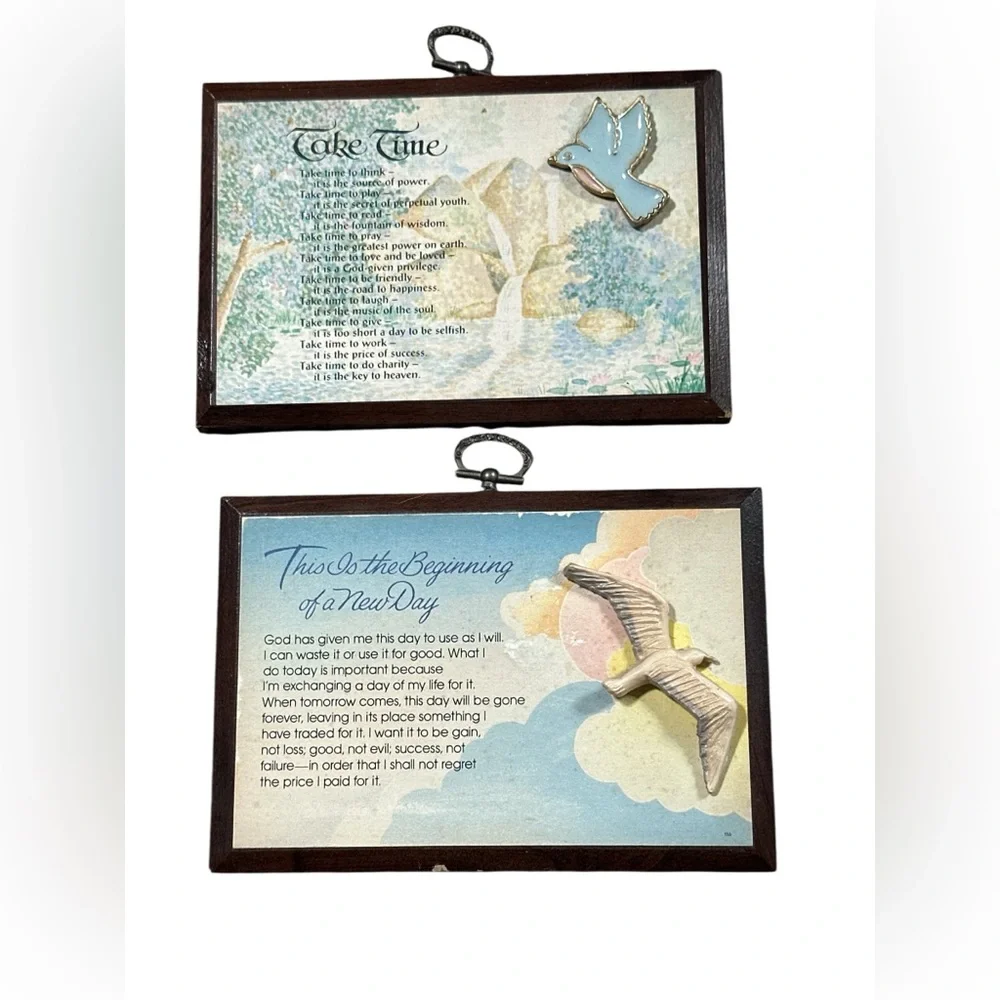 Vintage Inspirational Wall Plaques with Bird Designs
